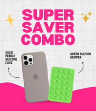 Load image into Gallery viewer, Solid Pebble Soft Silicone iPhone Case + Soft Suction Grip Combo
