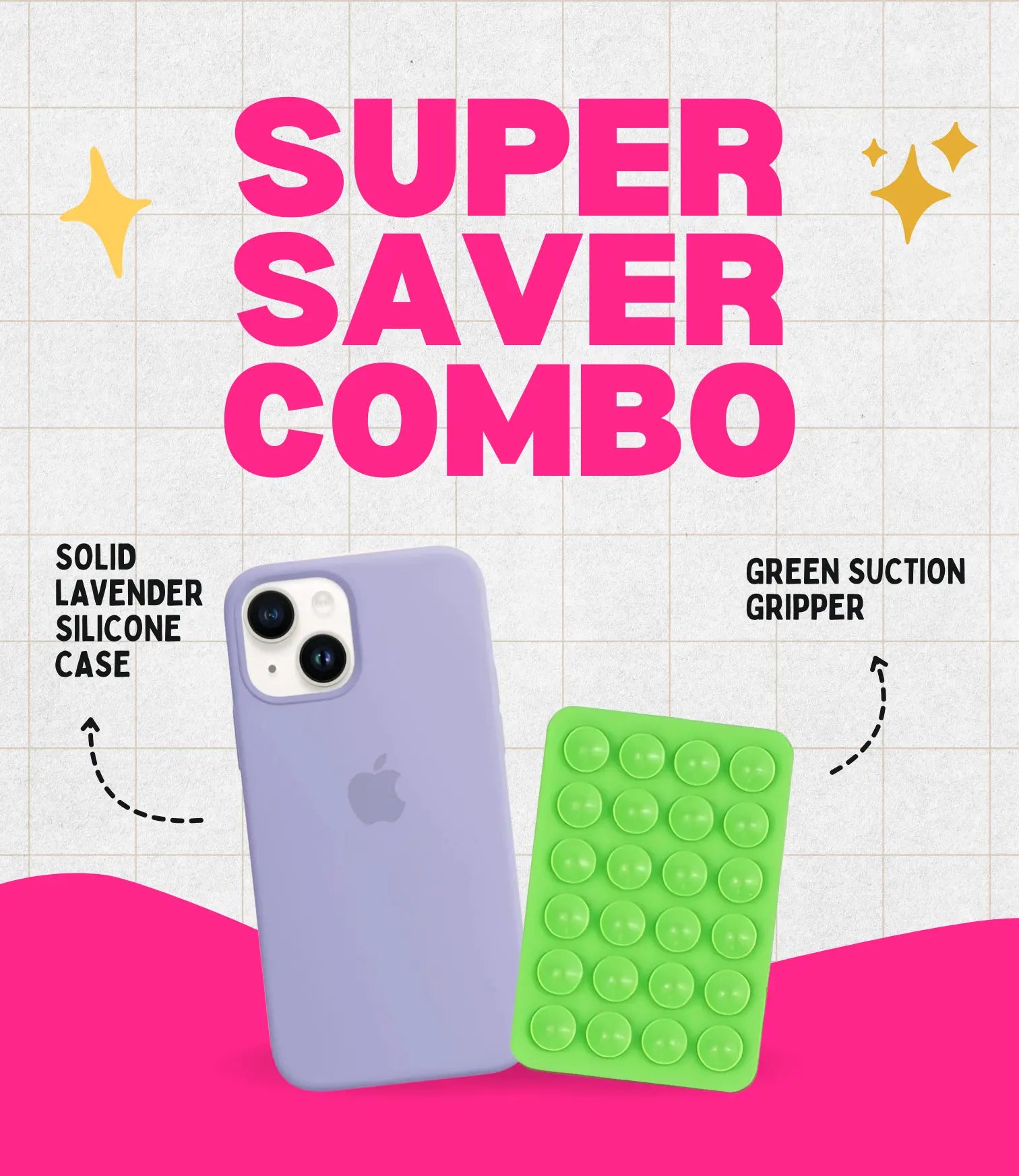 Solid Lavender Soft Silicone iPhone Case + Soft Suction Grip Combo
