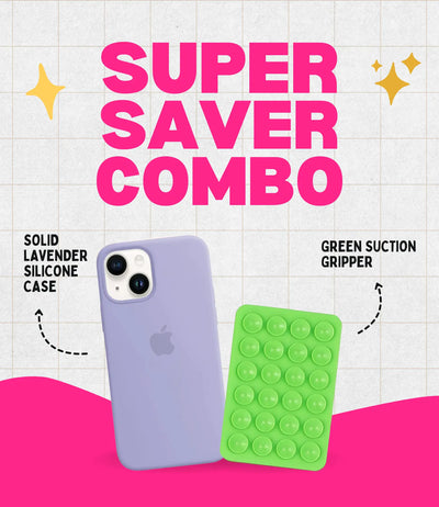 Solid Lavender Soft Silicone iPhone Case + Soft Suction Grip Combo