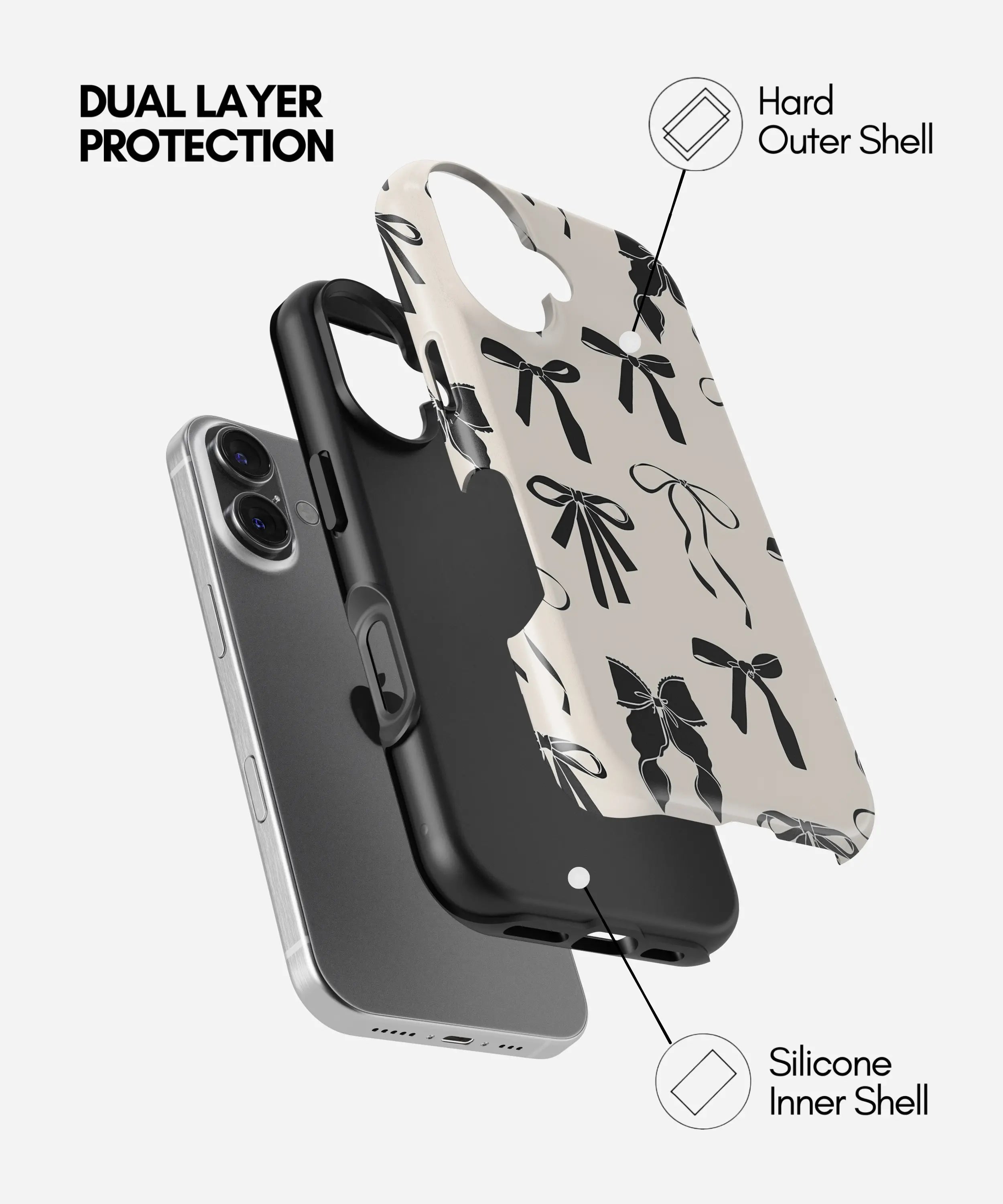 Noir Coquette Bows Glossy Armoured Case