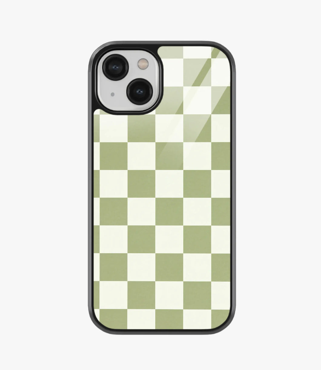 Sage Check Glass Case