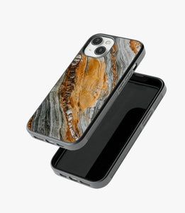 Grey/Golden Marble Glass Case