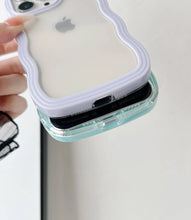 Load image into Gallery viewer, Sky Blue Wavy Clear Soft iPhone Case
