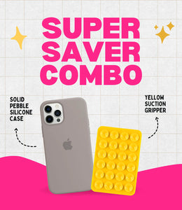 Solid Pebble Soft Silicone iPhone Case + Soft Suction Grip Combo