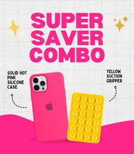 Load image into Gallery viewer, Solid Hot Pink Soft Silicone iPhone Case + Soft Suction Grip Combo
