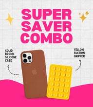 Load image into Gallery viewer, Solid Brown Silicone iPhone Case + Soft Suction Grip Combo
