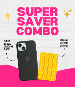 Solid Midnight Soft Silicone iPhone Case + Soft Suction Grip Combo