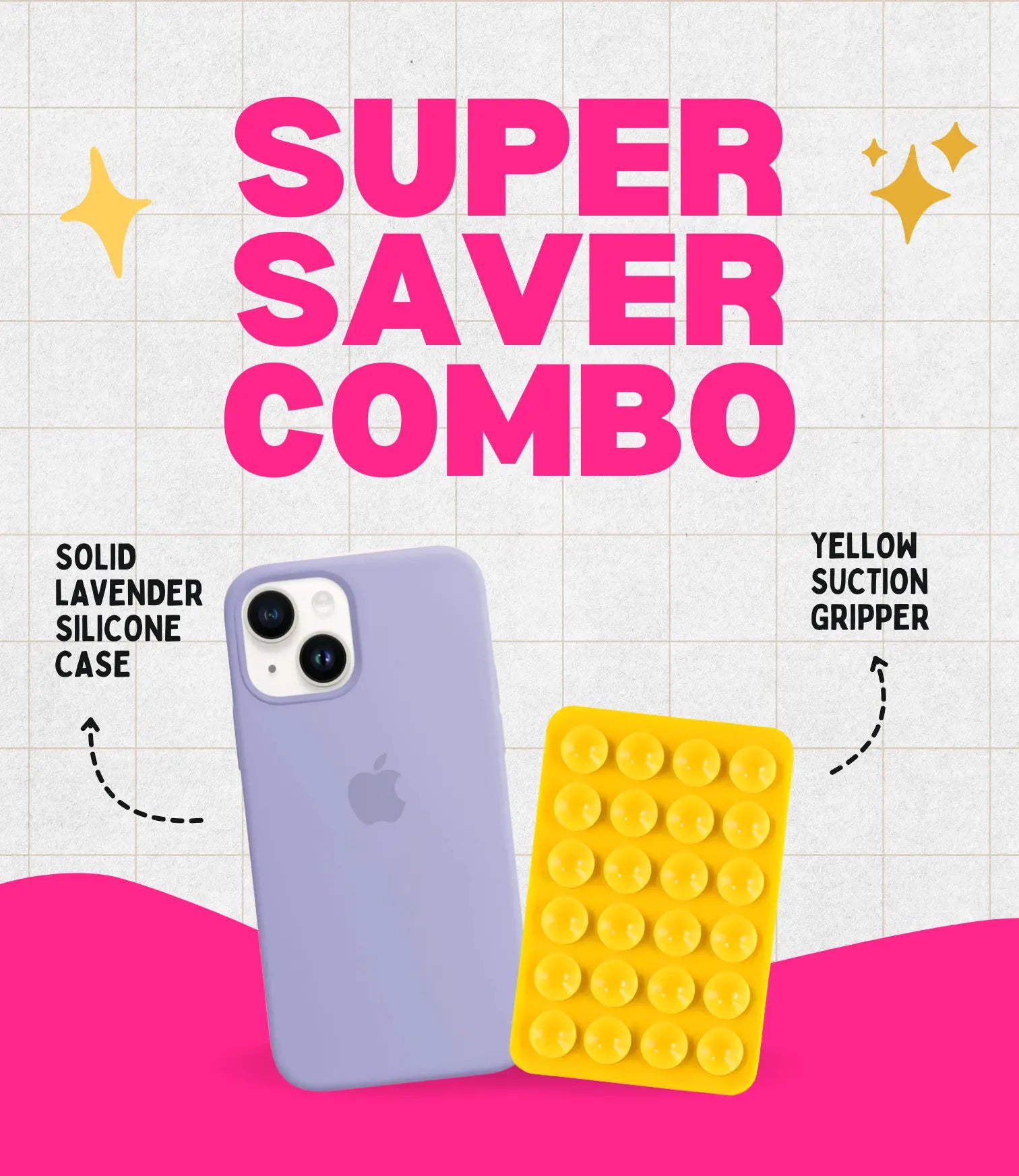 Solid Lavender Soft Silicone iPhone Case + Soft Suction Grip Combo