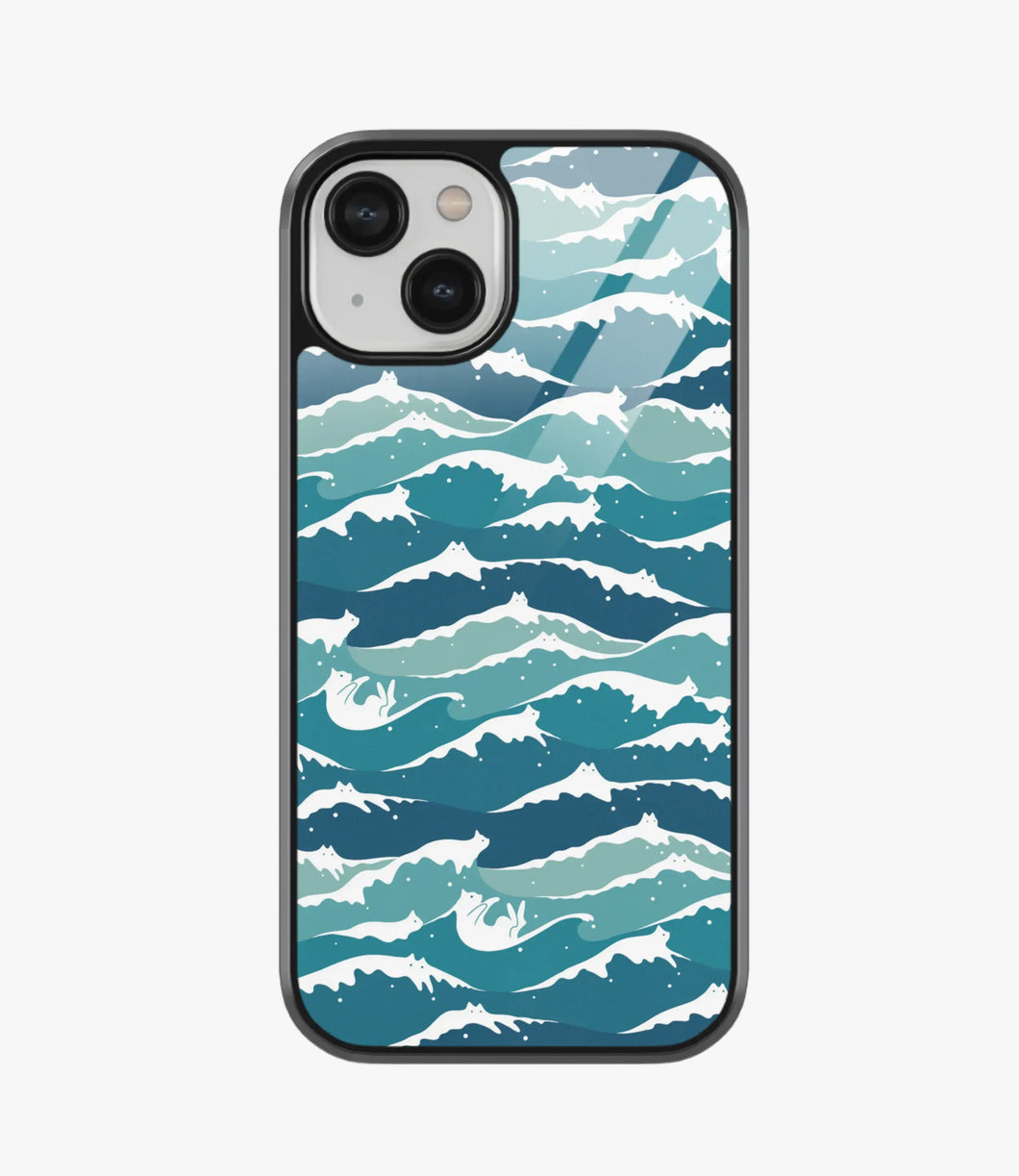 Cat Waves Pattern Glass Case