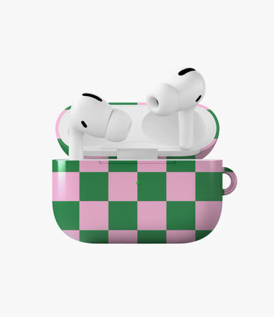Minty Checkmate Glossy Airpod Case