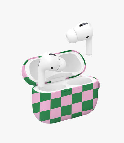 Minty Checkmate Glossy Airpod Case
