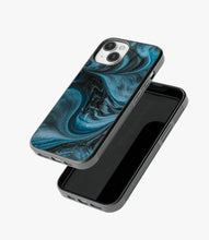 Load image into Gallery viewer, Marbled Teal Marble Glass Phone Case
