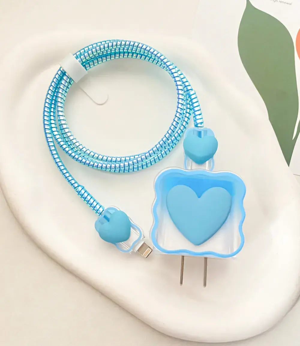 3D Pastel Heart Charger Case & Cable Protector (18W/20W)