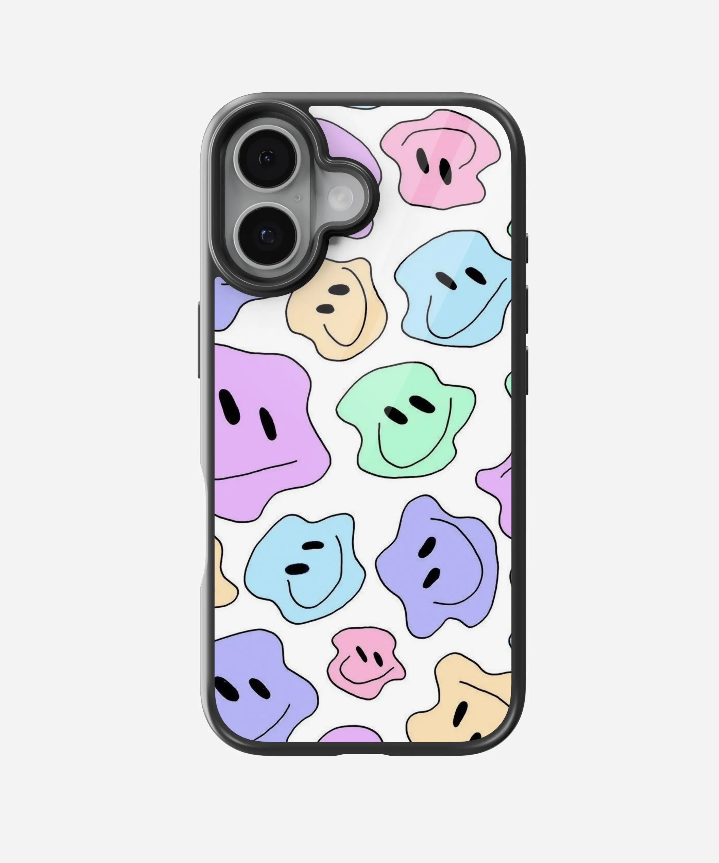 Pastel Colorful Dripping Smiley Glass Case