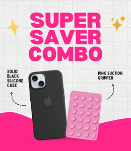Solid Midnight Soft Silicone iPhone Case + Soft Suction Grip Combo