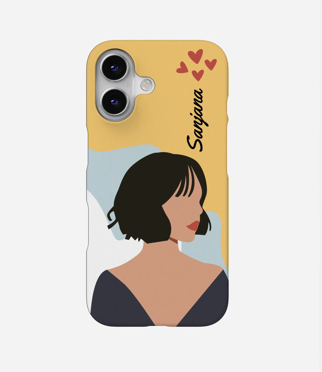 Girl Portrait Custom Name Case