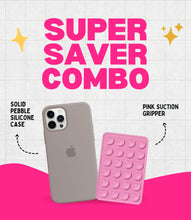 Load image into Gallery viewer, Solid Pebble Soft Silicone iPhone Case + Soft Suction Grip Combo
