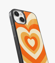 Load image into Gallery viewer, Y2K Orange Retro Hearts Glass Case
