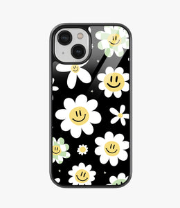Floral Daisy White Glass Case