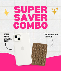Solid White Soft Silicone iPhone Case + Soft Suction Grip Combo