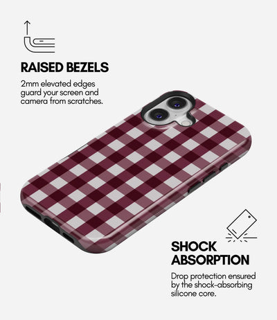 Cherry Wine Gingham Glossy Armoured Case