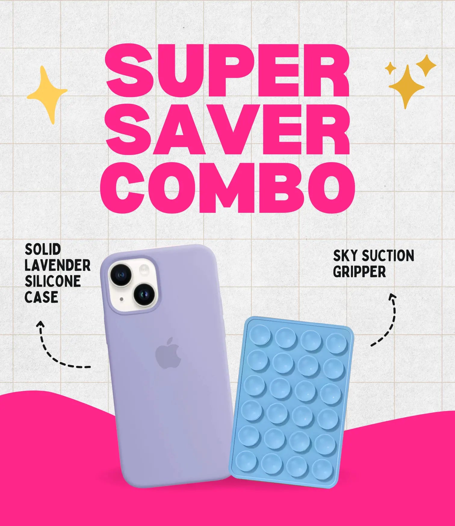 Solid Lavender Soft Silicone iPhone Case + Soft Suction Grip Combo