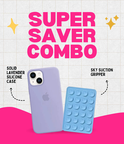 Solid Lavender Soft Silicone iPhone Case + Soft Suction Grip Combo