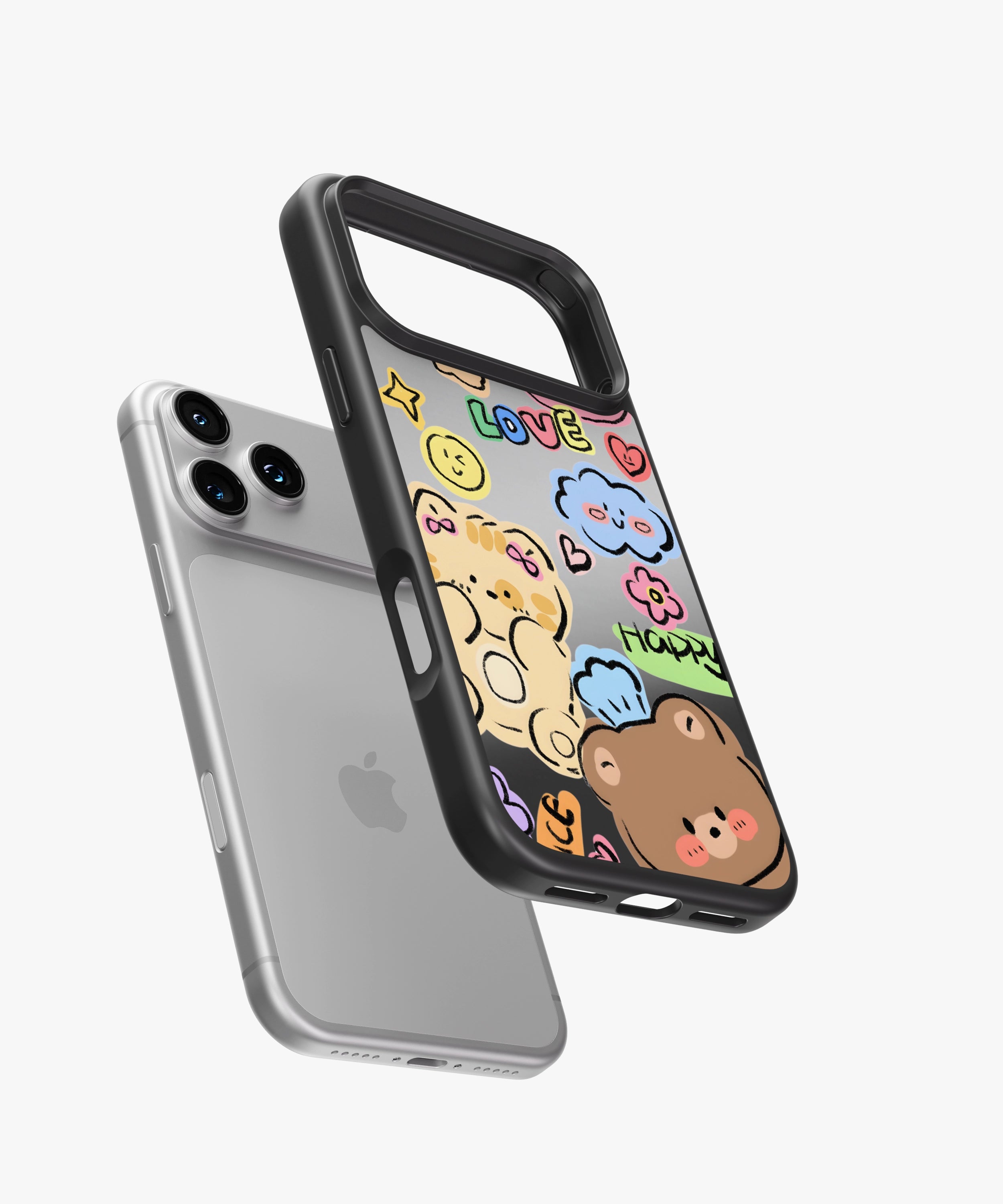 Cute Doodle Bears Luxe Mirror Phone Case