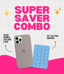 Solid Pebble Soft Silicone iPhone Case + Soft Suction Grip Combo