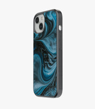 Load image into Gallery viewer, Marbled Teal Marble Glass Phone Case
