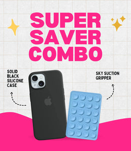 Solid Midnight Soft Silicone iPhone Case + Soft Suction Grip Combo