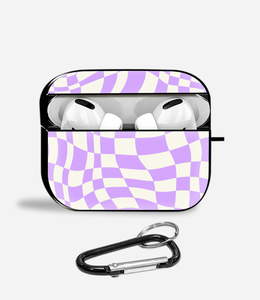 Lavender Checkered Airpods Glass Case