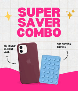 Solid Wine Soft Silicone iPhone Case + Soft Suction Grip Combo
