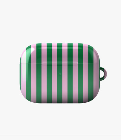 Minty Stripes Glossy Airpod Case