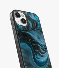 Load image into Gallery viewer, Marbled Teal Marble Glass Phone Case
