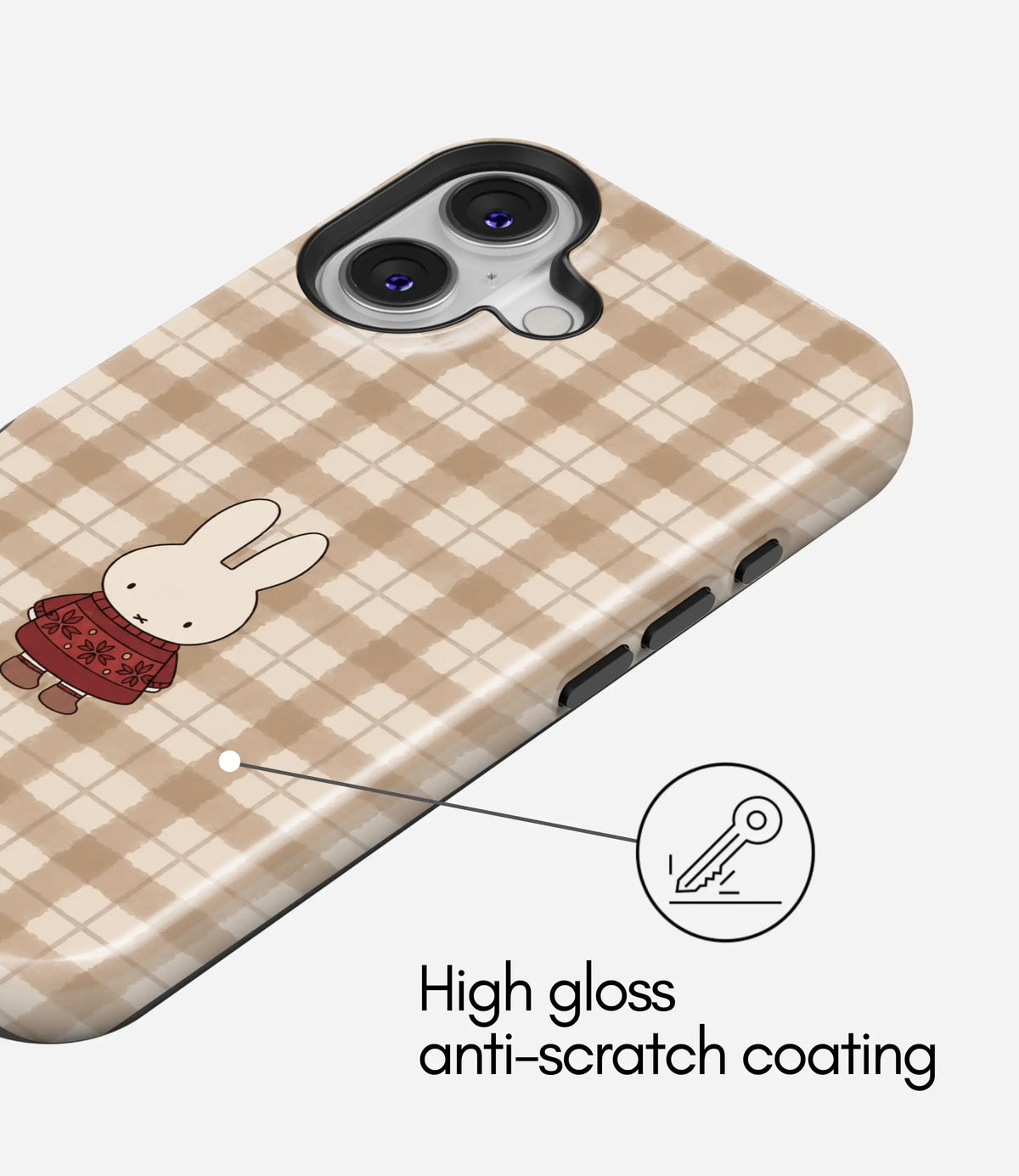 Cozy Bunny Gingham Glossy Armoured Case