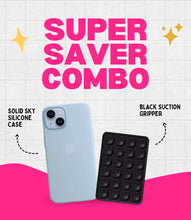 Load image into Gallery viewer, Solid Sky Soft Silicone iPhone Case + Soft Suction Grip Combo
