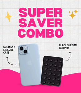 Solid Sky Soft Silicone iPhone Case + Soft Suction Grip Combo