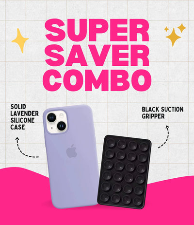 Solid Lavender Soft Silicone iPhone Case + Soft Suction Grip Combo