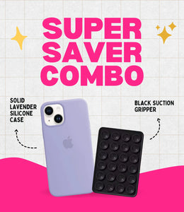 Solid Lavender Soft Silicone iPhone Case + Soft Suction Grip Combo