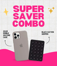 Load image into Gallery viewer, Solid Pebble Soft Silicone iPhone Case + Soft Suction Grip Combo
