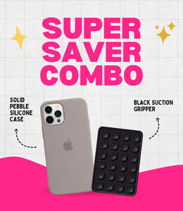 Solid Pebble Soft Silicone iPhone Case + Soft Suction Grip Combo