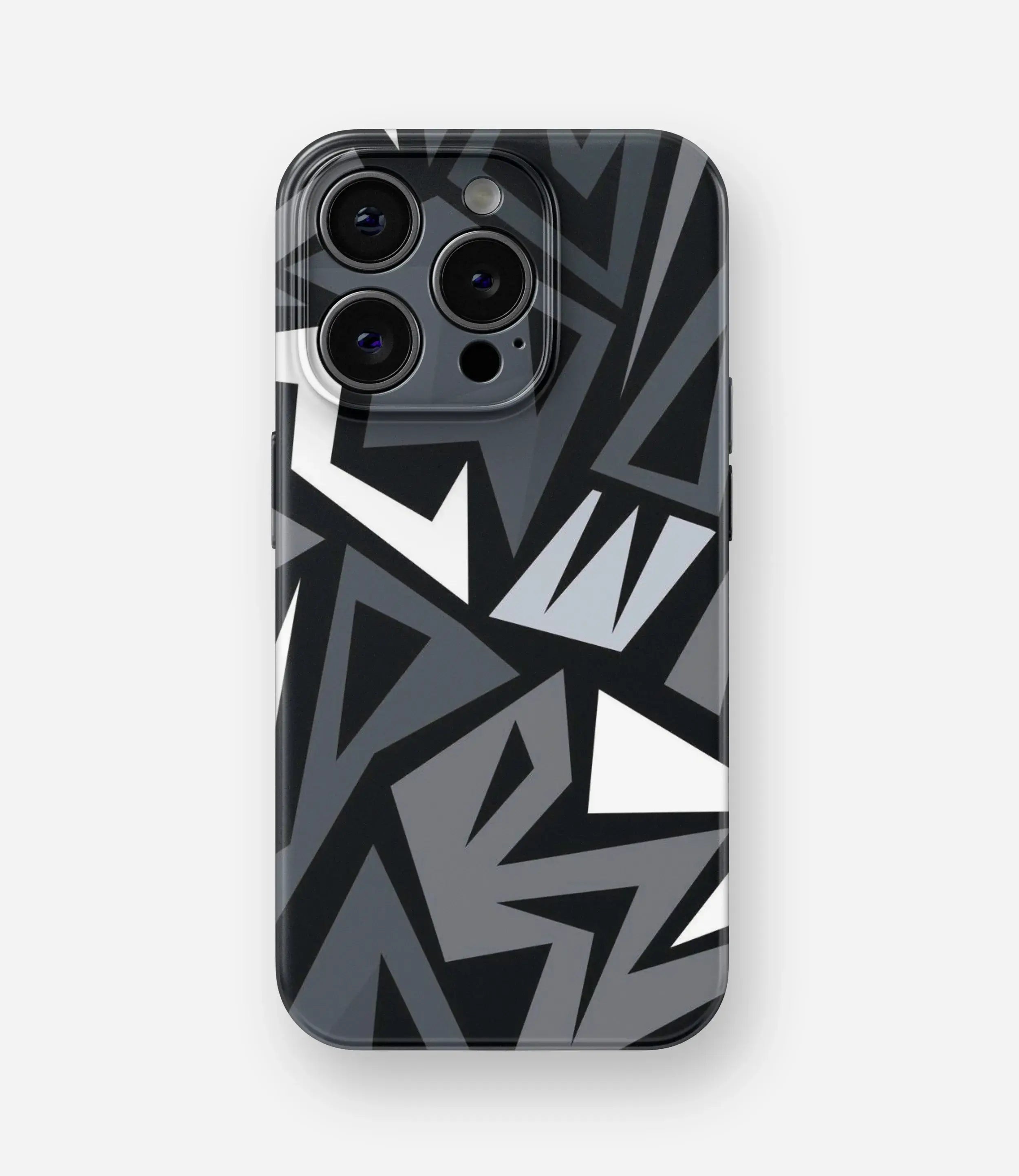 Black/Grey Geometric Pattern Glossy Hard Case