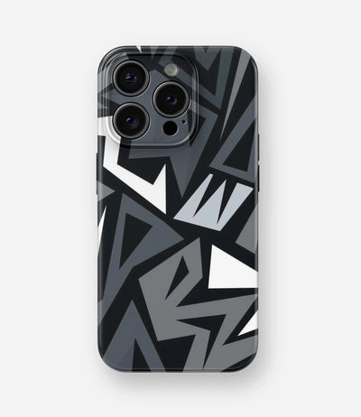 Black/Grey Geometric Pattern Glossy Hard Case