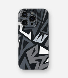 Black/Grey Geometric Pattern Glossy Hard Case