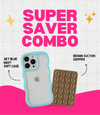 Sky Blue Wavy Clear Soft iPhone Case + Soft Suction Grip Combo
