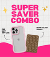 Pink Wavy Clear Soft iPhone Case + Soft Suction Grip Combo
