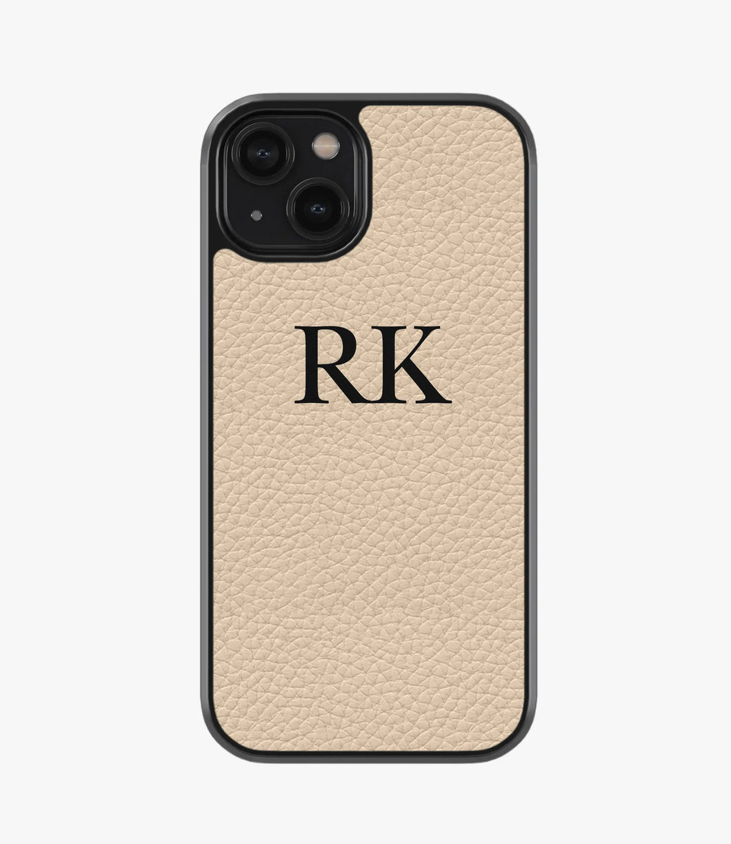 Small Initial Customized Premium Leather Phone Case