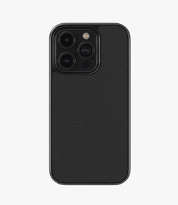 Solid Black Premium Leather Phone Case