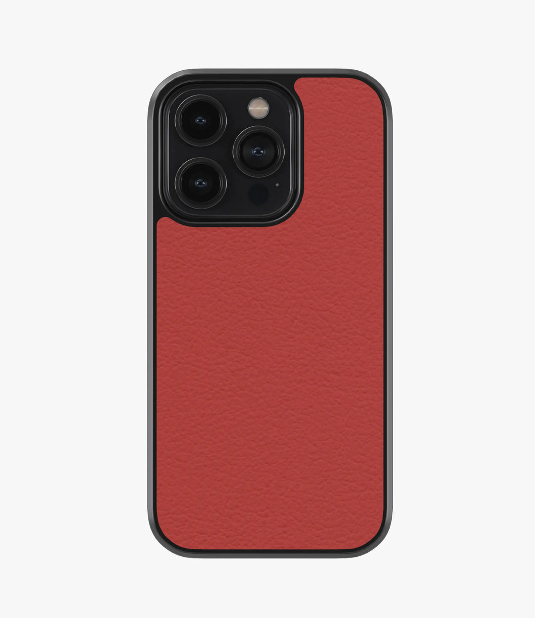 Solid Crimson Premium Leather Phone Case
